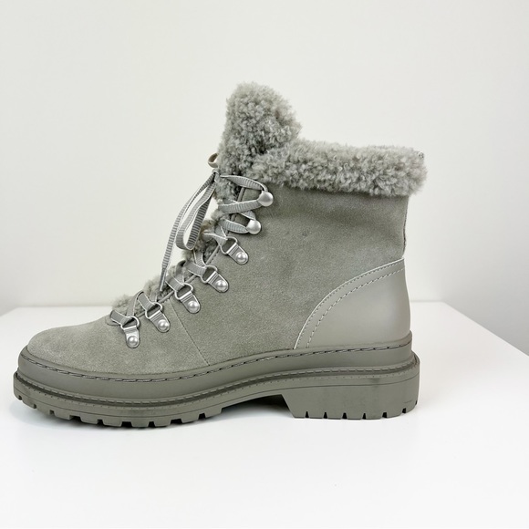Splendid Yvonne Laced Sherpa Boot in Stone Size 8.5 Leather - Picture 6 of 8